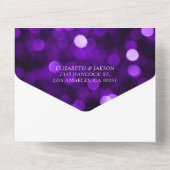 Paarse Bokeh Sparkle Glitter Lights Weddenschap RS All In One Uitnodiging (Achterkant)