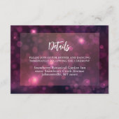 Paarse Bokeh Sparkle Silver String Lights Wedding Informatiekaartje (Voorkant)