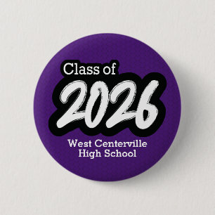 Paarse Bold Brush Klasse van 2026 Button