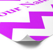 Paarse Bold Chevron met naam Poster (Hoek)
