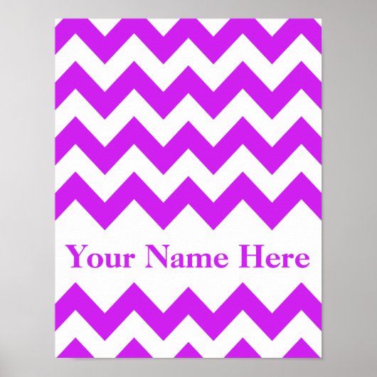 Paarse Bold Chevron met naam Poster (Voorkant)