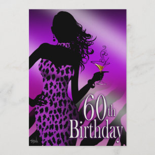 Paarse Bombshell Leopard Zebra 60e verjaardag Kaart