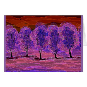 Paarse bomen (rode achtergrond)