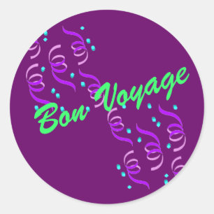 Paarse Bon Voyage P3S Ronde Sticker
