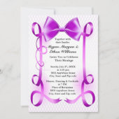Paarse Boog en Lint Grens Bruiloft Uitnodiging (Voorkant)