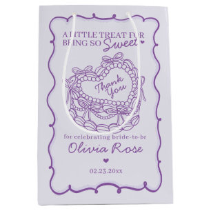 Paarse Boog Retro Hart Coquette Cake Bruidsdouche Medium Cadeauzakje
