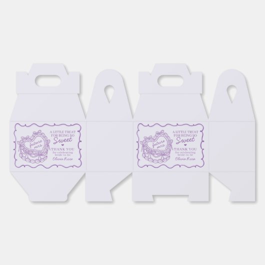 Paarse Boog Retro Hart Coquette Taart Bruidsdiner Bedankdoosjes (Ongevouwen)