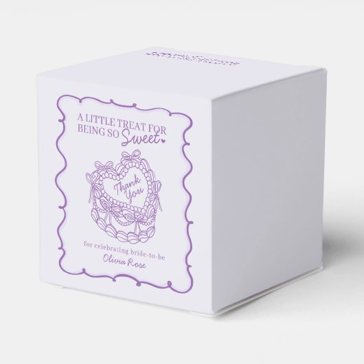 Paarse Boog Retro Hart Coquette Taart Bruidsfeestj Bedankdoosjes (Achterkant)