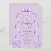 Paarse boog verjaardagsuitnodiging elke leeftijd kaart (Voorkant / Achterkant)