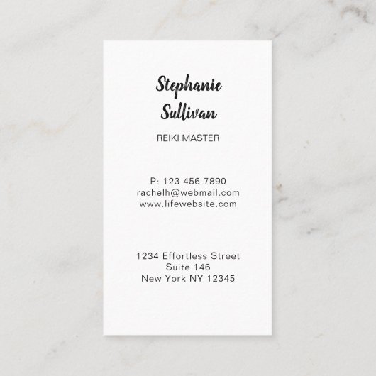 Paarse Boom Reiki Visitekaartje (Achterkant)