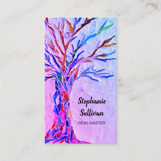 Paarse Boom Reiki Visitekaartje (Voorkant)