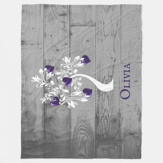 Paarse boom van het hart Persoonlijke ventilatorba Fleece Deken (Voorkant)