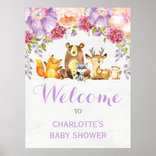 Paarse bosgrond Bossen Baby Girl Poster