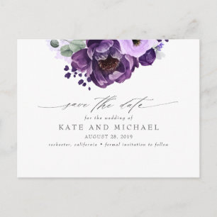 Paarse Botanische Boho Save the Date Briefkaart