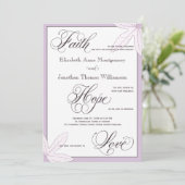 Paarse Botanische Christelijke huwelijksuitnodigin Kaart (Staand voorkant)