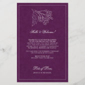 Paarse Botanische Elegant Weddenschap Welkomstreis (Voorkant)