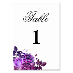 Paarse botanische tafelnummer Violette bloemen dec