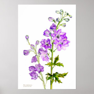 Paarse botanische vingerafdruk poster