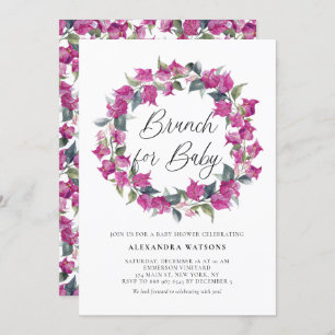 Paarse Bougainvillea Wreath Baby shower Brunch Kaart