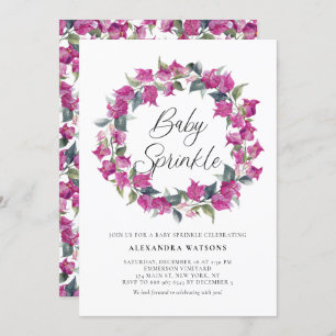 Paarse Bougainvillea Wreath Baby Sprinkle Shower Kaart