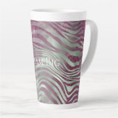 Paarse Bourgogne Aqua Mint Zebra Latte Mok (Rechterhoek)