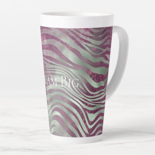 Paarse Bourgogne Aqua Mint Zebra Latte Mok (Rechterhoek)