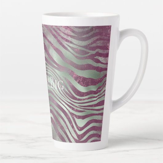 Paarse Bourgogne Aqua Mint Zebra Latte Mok (Rechts)