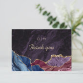 Paarse Bourgogne Blauwe Agaat bruiloft Bedankkaart (Staand voorkant)