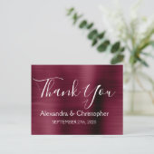 Paarse Bourgogne Elegante bruiloft Bedankt Briefkaart (Staand voorkant)