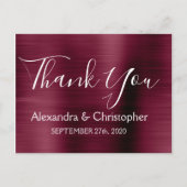 Paarse Bourgogne Elegante bruiloft Bedankt Briefkaart (Voorkant)