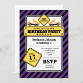 Paarse bouwnijverheid - uitnodiging (Voorkant / Achterkant)