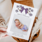 Paarse Bow Baby Foto Geboorteaankondiging Aankondiging