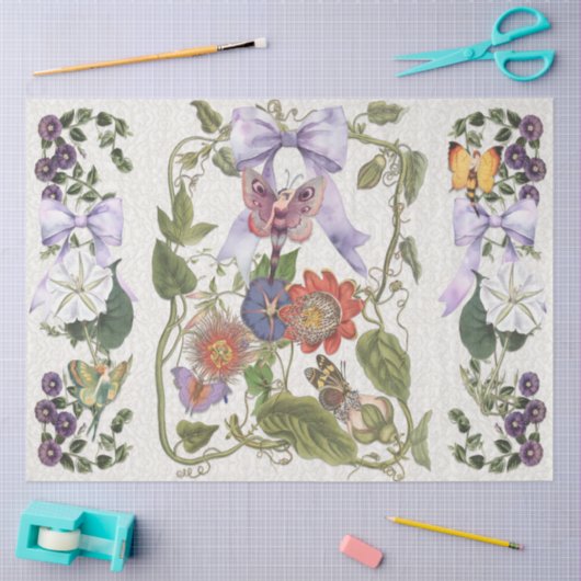  Paarse Bow Fairy Garden Passion Flower Tissuepapier (Craft)