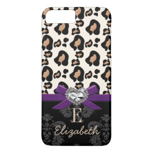 PAARSE BOW FAUX HARTLEOPARD-AFDRUKKING iPhone 8 PLUS / 7 PLUS HOESJE