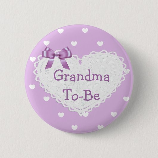 Paarse Bow Grandma om Baby shower Button te worden (Voorkant)