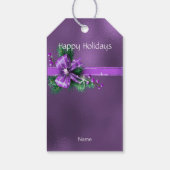 Paarse Bow Holiday Gift Label Cadeaulabel (Achterkant)