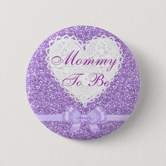Paarse Bow mama om Baby shower Button te zijn (Voorkant)