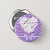 Paarse Bow mama om Baby shower Button te zijn (Voorkant /achterkant)