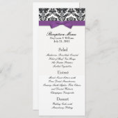 Paarse Bow met het Damask Wedding Reception Menu (Voorkant / Achterkant)