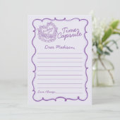 Paarse Bow Retro Coquette Cake Time Capsule Kaart (Staand voorkant)