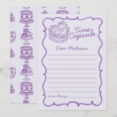 Paarse Bow Retro Coquette Cake Time Capsule Kaart (Voorkant / Achterkant)