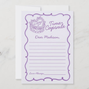 Paarse Bow Retro Coquette Cake Time Capsule Kaart