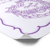 Paarse Bow Retro Hart Coquette Cake Favorieten Tek Poster (Hoek)