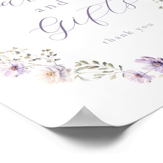 Paarse Bow Wildflower Kaarten en Geschenken Teken Poster (Hoek)