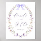 Paarse Bow Wildflower Kaarten en Geschenken Teken Poster (Voorkant)