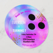 Paarse BOWLING BALL, bowling, Glow-verjaardagsfees Kaart (Voorkant / Achterkant)