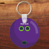 Paarse Bowling Ball -  kleuren Sleutelhanger (Voorkant)