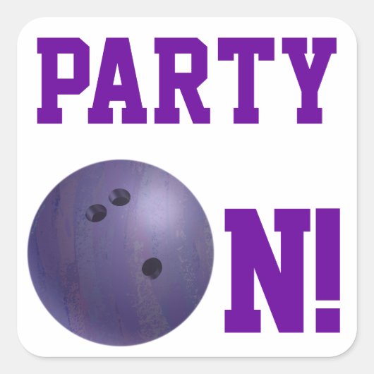 Paarse Bowling Ball Party over Sticker (Voorkant)