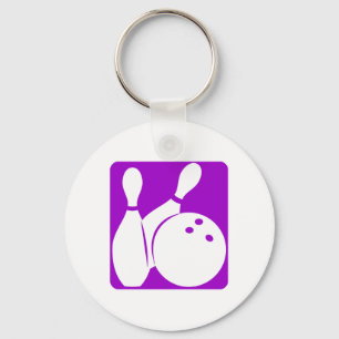 Paarse Bowling Sleutelhanger
