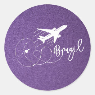 Paarse Brazilië Paspoort Ronde Sticker